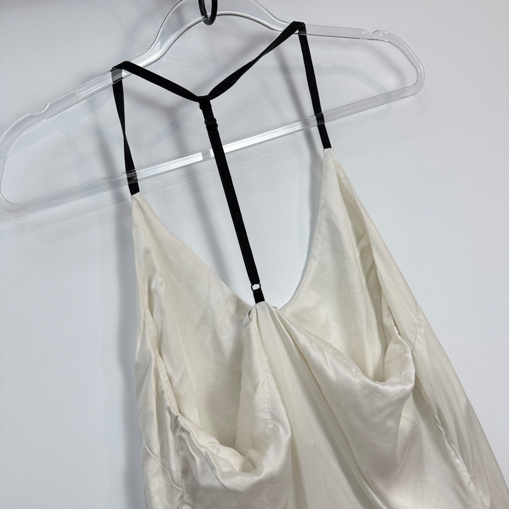 Lunya Silk Slip Dress Womens Large Cream Black T-Back Washable Pockets Excellent - Picture 8 of 12